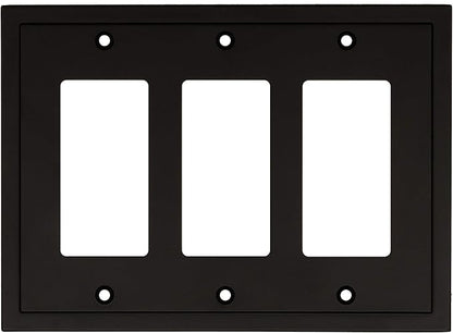 Henne Bery Modern Edge Decorative Wall Plate Switch Plate Outlet Cover, Durable Solid Zinc Alloy (Triple Decorator, Matte Black)
