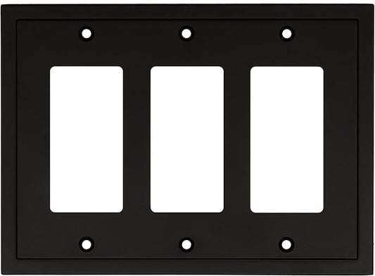 Henne Bery Modern Edge Decorative Wall Plate Switch Plate Outlet Cover, Durable Solid Zinc Alloy (Triple Decorator, Matte Black)