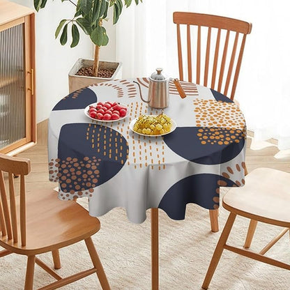Abstract Modern Art Mid Century Round Tablecloth, Mid Century Rustic Boho Art Pattern Tablecloth for Home Party Dining Room Kitchen Decor 36Inch(90cm)
