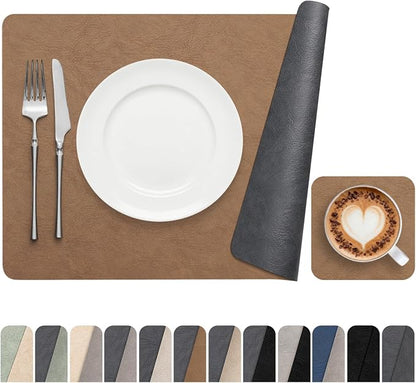 Vinyl Placemats Set of 6, Dual Sided Place Mats by Banchif