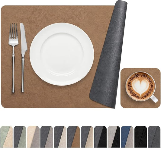 Vinyl Placemats Set of 6, Dual Sided Place Mats by Banchif