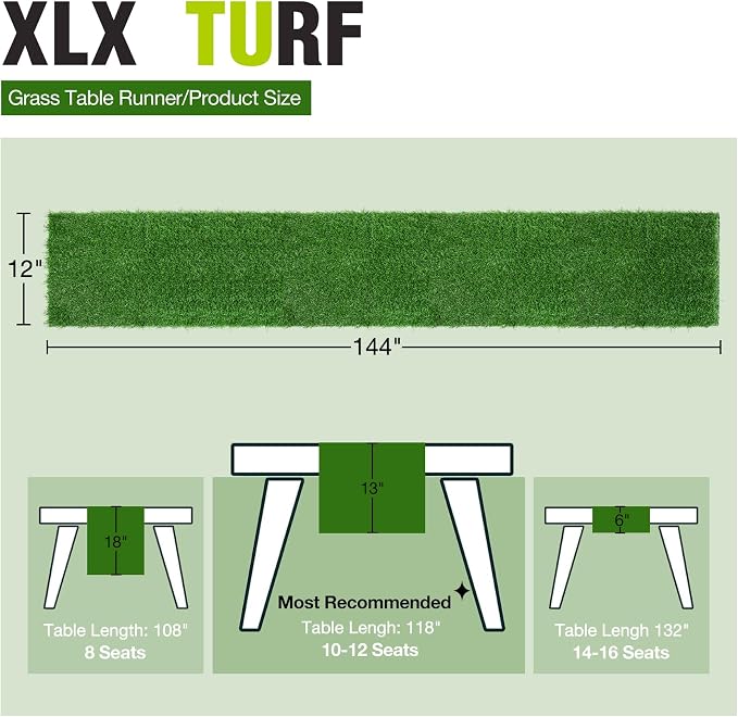 XLX TURF Green Artificial Grass Table Runner 12x144 Golf Party Decorations | - Image 2