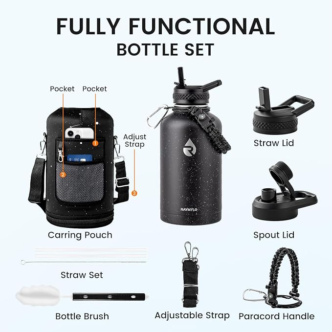 RAYMYLO Insulated Water Bottle 64 oz, Triple Wall Vacuum Stainless Steel | - Image 7