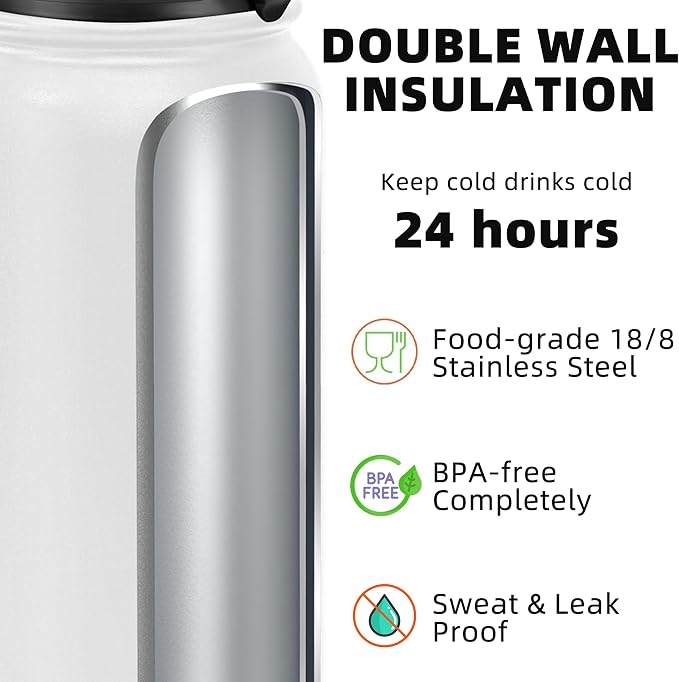 Fanhaw 24 oz Insulated Stainless Steel Water Bottle - Image 3
