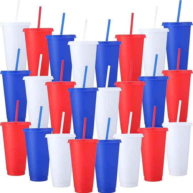 Honeydak 30 Pack Tumbler with Straw and Lid Bulk Cups by Honeydak
