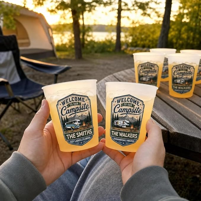 Welcome To Our Campsite Personalized Plastic Cups, Summer Camping Gifts - Image 7