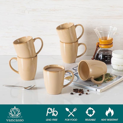vancasso PLAYA Ceramic Coffee Mug Set of 6, 12 Oz Tea Cups - Image 3