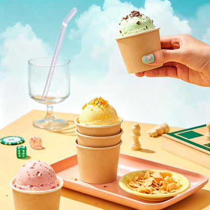 Lamosi Disposable Kraft Ice Cream Bowls 100 Count, 11 oz Paper Sundae Cups | - Image 4