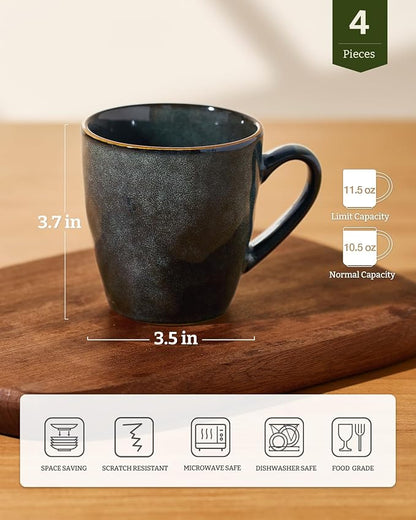 famiware Coffee Mugs Set of 4, Ocean Round 11.5oz Coffee Cup Set - Image 4