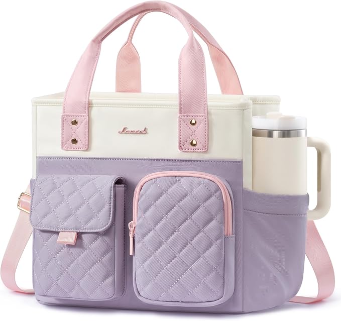 LOVEVOOK Insulated Lunch Bag for Women, Elegant Quilted Stitching Lunch Tote by LOVEVOOK