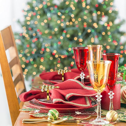 wonlex Christmas Tree Napkin Rings Set of 6 - Image 4