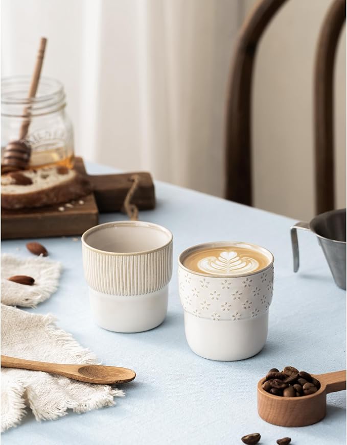 Espresso Cups Set of 2, 4oz Espresso Shot Cups, Mini Coffee Mugs Farmhouse Decor - Image 5