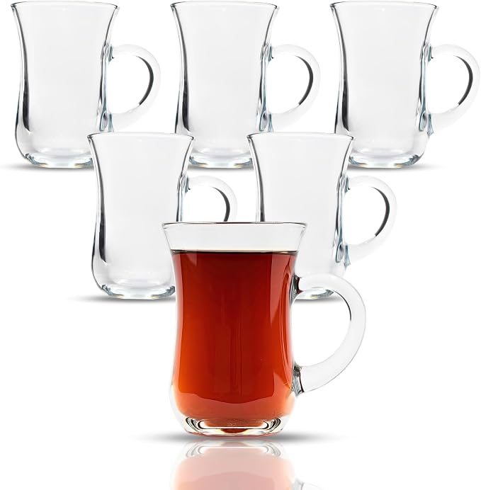 Tea Glasses with Handle Set of 12, Small Clear Glass Tea Cups - Image 5