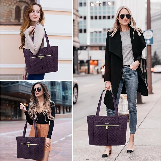 LOVEVOOK Laptop Bag for Women, Stylish Diamond Quilted Work Tote - Image 2