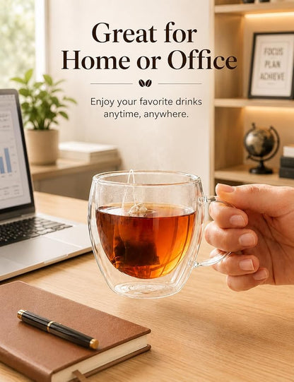 8.5oz Double Walled Glass Coffee Mugs - Image 5