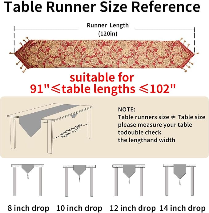 Luxury Vintage Table Runner 120 inches Long Embroidery Jacquard Fabric - Image 2