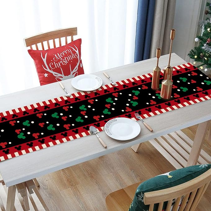 Seliem Red Black Table Runner, Funny Christmas Cute Polka Dot Home Kitchen | - Image 5