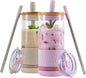 Pandaloo® Glass Cups With Lids and Straws -20 Fl Oz- Perfect Size Iced Coffee by Pandaloo