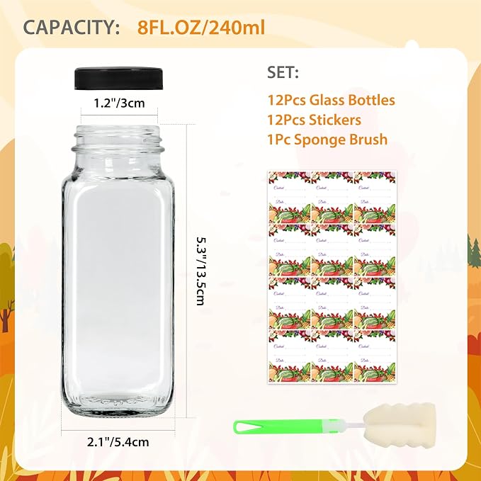 AuroTrends 8 oz Glass Bottles 12-Pack - Image 4
