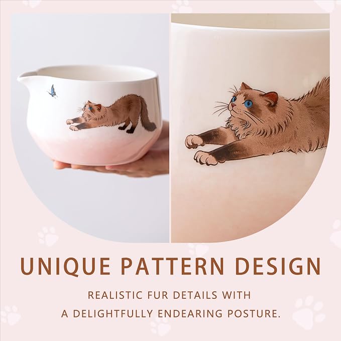 Matcha Set with Cat Pattern, 17 OZ Matcha Bowl, Matcha Kit - Image 5