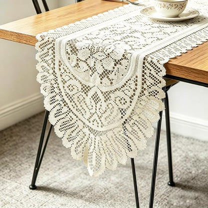 Tinsow 2 Pack Cotton Crochet Lace Rectangular Table Runner Dresser Scarf Doilies by Tinsow