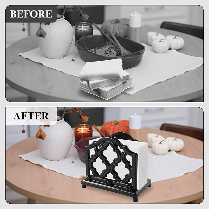 JOGREFUL Cast Iron Napkin Holder, Kitchen Organizer Classic Black | Vintage - Image 4