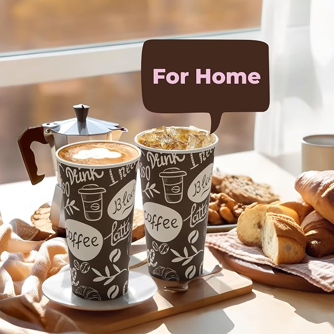 Fit Meal Prep 20 oz Coffee Cups 500 Count, Leak-Proof Hot Cup, Disposable Paper - Image 5