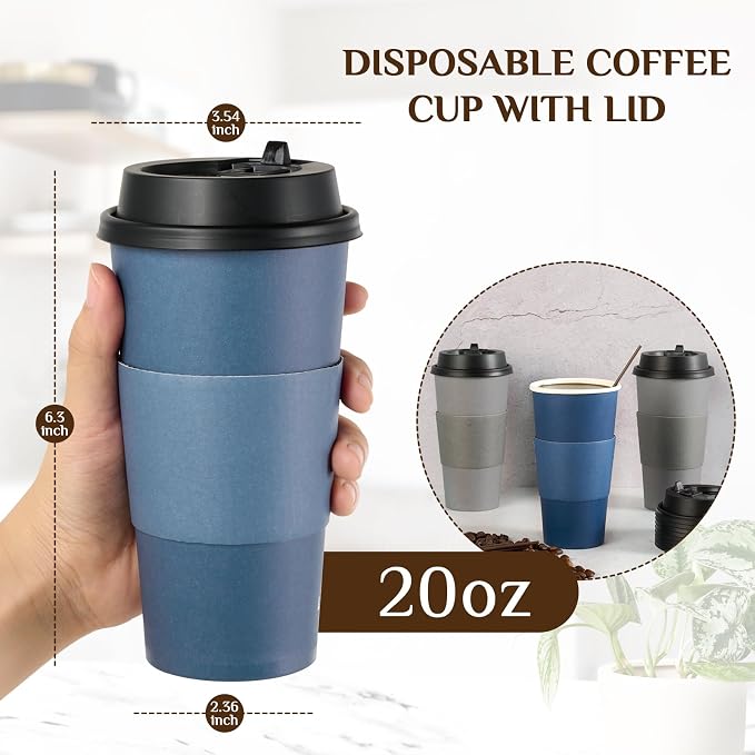 LITOPAK 100 Pack 20 oz Disposable Coffee Cups - Image 2