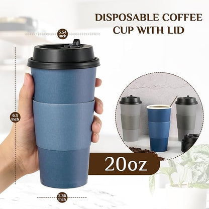 LITOPAK 100 Pack 20 oz Disposable Coffee Cups - Image 2