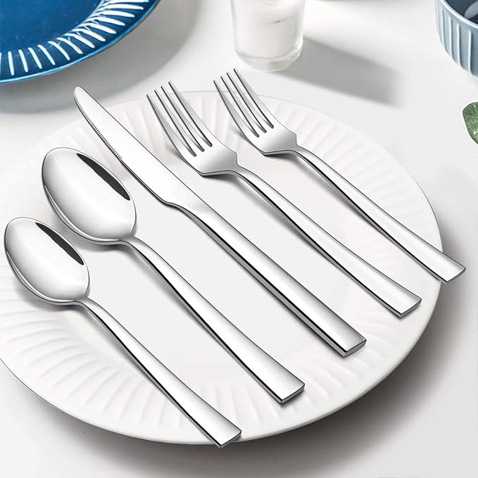 E-far 60-Piece Silverware Set, Stainless Steel Flatware Set Service - Image 5