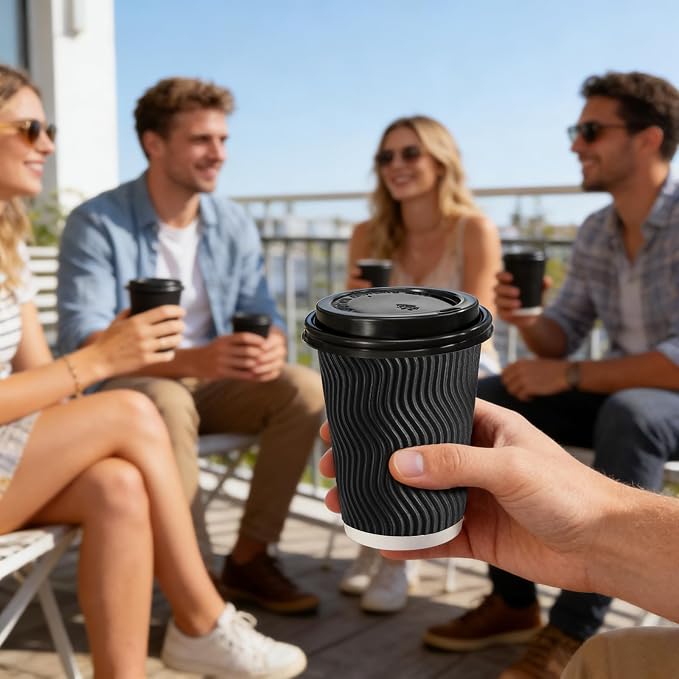 Lamosi 50 Pack 8 oz Disposable Coffee Cups - Image 6