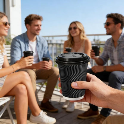 Lamosi 50 Pack 8 oz Disposable Coffee Cups - Image 6