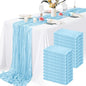 8 Pack Light Blue Cheesecloth Table Runner 10FT Long Boho Gauze Fabric Table by Lamshionow