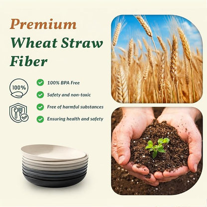 Wheat Straw Plates Set of 8, Reusable Lightweight and Unbreakable 9 inch Plates - Image 3