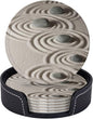 6 Pcs Japanese Zen Garden Meditation Stone Leather Coasters by CAPVKING