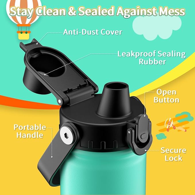 baab 18oz Kids Insulated Water Bottle 18/8 Stainless Steel Kids Cup 1 Pack | - Image 3