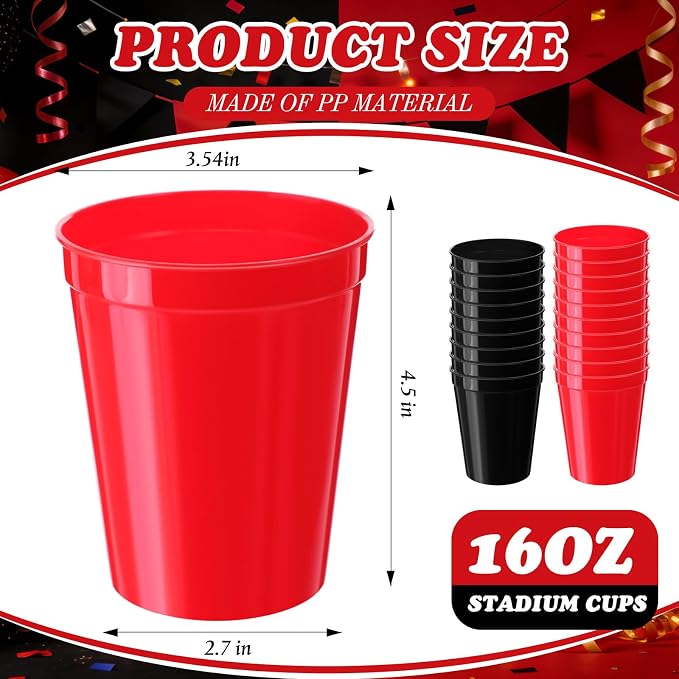 Yungyan 50 Pack 16 oz Stadium Cups Reusable Plastic Cups Blank Drink Stadium - Image 2