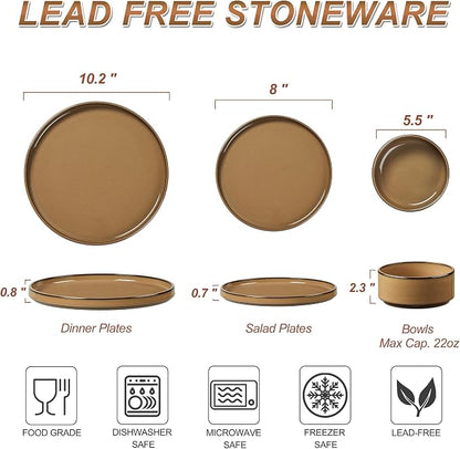 LIANYU Dinnerware Sets for 4, 12 Piece Modern Stoneware Dishes Set | Elegant - Image 3
