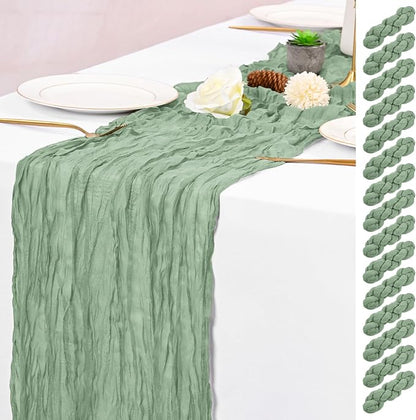 15 Pack Sage Green Table Runner 17 x 108inch Cheesecloth Table Runner Boho by Lumaycens