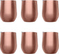 DISCOUNT PROMOS Stemless Wine Glass Tumblers with Lids by Largo 11 oz. Set of 6, Bulk Pack - Perfect for Wine, Cocktails, Other Hot & Cold Beverages - Rose Gold