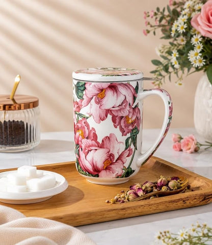 AmorArc Tea Cup With Infuser and Lid, 18oz Loose Leaf Tea Mug With Steeper | - Image 4