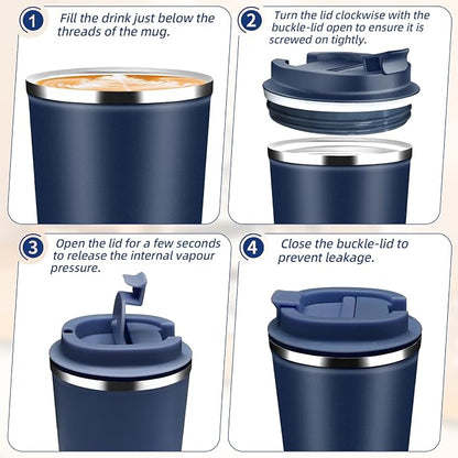 Insulated Travel Coffee Mug Reusable Coffee Tumbler Cup - Image 7