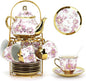 20 Pcs Porcelain Tea Set With Metal Holder, by YCWF