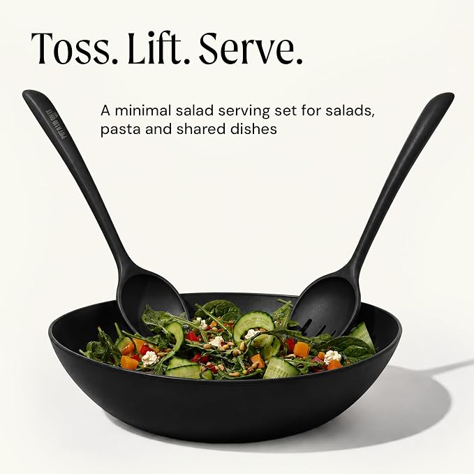 Salad Servers - Spoon and Fork Serving Set, Certified Recycled Food-Safe Plastic - Image 2