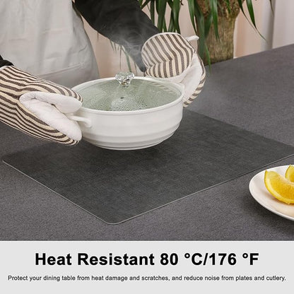 Myir JUN Reversible Vinyl Placemats Set of 6, Faux Leather Place Mats Dual Sided Waterproof Oilproof Wipeable, Heat-Resistant Table Mats for Kitchen Dining Indoor Outdoor (12" x 17", Light Gray Gray)