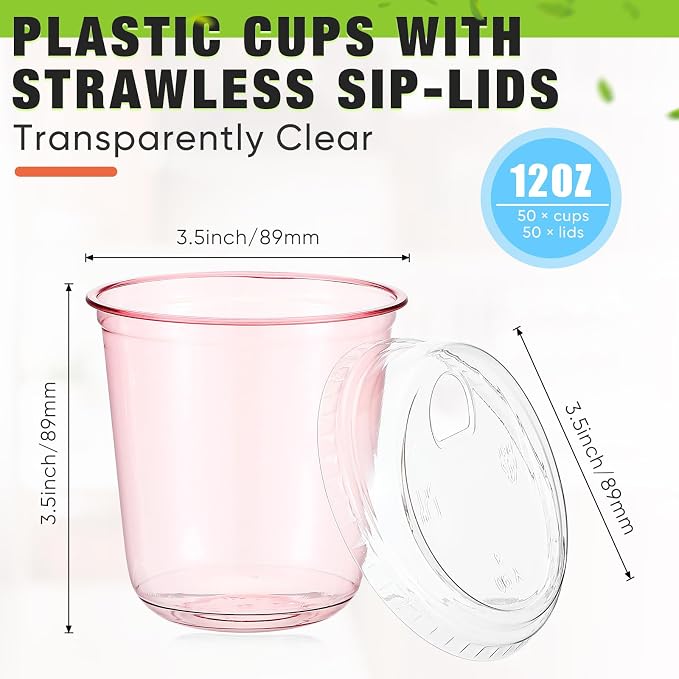 Ziliny 50 Sets Clear Plastic Coffee Cups - Image 3