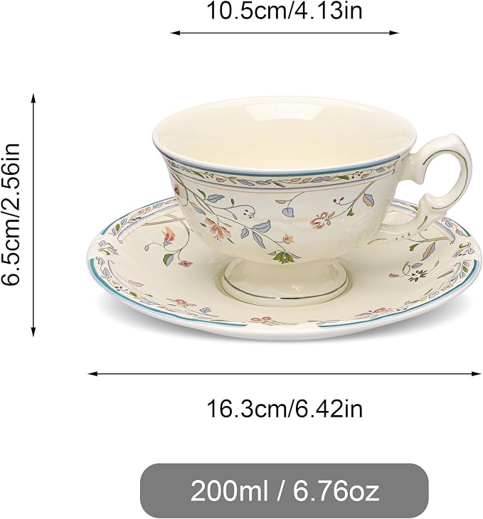 fanquare Vines Floral Tea Cup and Saucer - Image 7