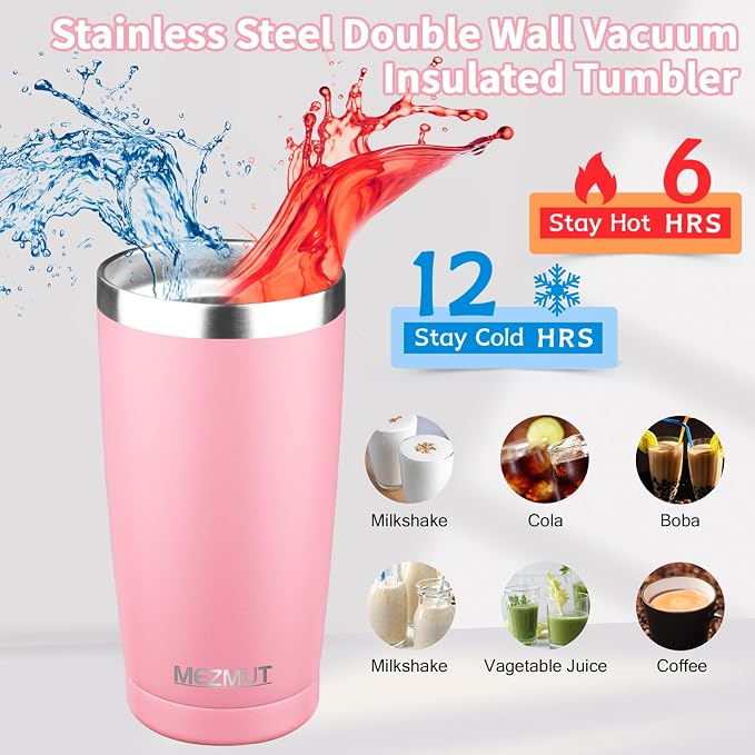 MEZMUT 20oz Insulated Tumbler Cup Travel Coffee Mug - Image 2
