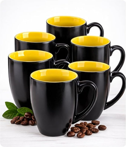 GBhome 16 oz Coffee Mugs Set of 6, Ceramic Coffee Cups- Yellow by GBhome