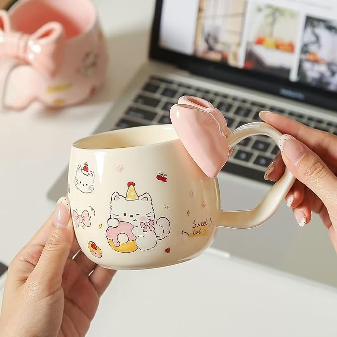 DTIUYIOP-Cute WhiteCat Ceramic Coffee Mug - Image 2